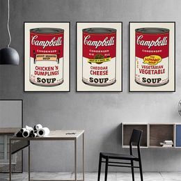 Campbell Soup Canned Decoration Mural Pop Style Poster Canvas Painting and Living Room Wall Art Print for Modern Home Decor