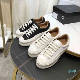 spring casual sports sneakers thick-soled biscuit shoes round toe lace-up flat shoes pumps low-top shoes inner height-enhan