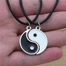 Yin Yang Tai Chi Couple Necklace For Lover Best Friends Adjustable Wax Rope Necklace Chinese Style Jewellery Gift