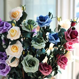 Decorative Flowers & Wreaths Retro PE Foam Artificial Roses Bouquet Fake Wedding Home Decoration Festive & Party SuppliesDecorative