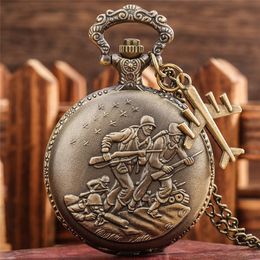 Antique Pocket Watch Soldiers Design Men Women Quartz Analog Watches Pendant Airplane Necklace Chain Collectable Timepiece Souvenir