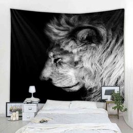 Lion Decoration Carpet Mandala Wall Bohemian Hippie Curtain Tapestry Hanging Living Room J220804