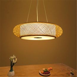 Pendant Lamps Chinese Style Handmade Wood Bamboo Cage Lamp Creative Living Room Tea FixturesPendant