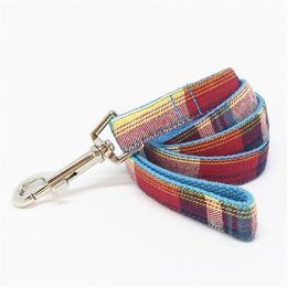 Plaid leash with bow tie sethigh quality Lover Gift Pet collar Dog Stocking Stuffer Puppy Collar Y200515