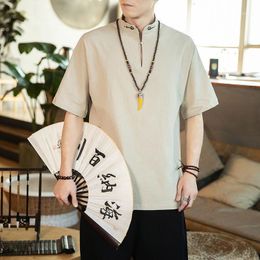 MrGB Men's Casual Oversize Short-sleeved T-shirt Chinese Style Embroidered Shirt Vintage Male Clothing Fashion T-Shirts