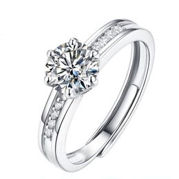 Classic 6 Prongs 5 Carat Round Moissanite Ring Sterling Silver Plated 14K Gold High Clarity D Colour Diamond Rings Woman Jewellery