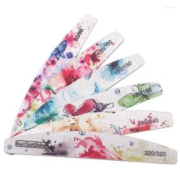 Nail Files 6pcs File Flower Printed Buffer Block Colorful Lime A Ongle 80/100/150/180/240/320 Washable Manicure ToolNail Prud22