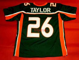 cheap name Canada - Mit cheap custom SEAN TAYLOR MIAMI HURRICANES GREEN JERSEY STITCHED add any name number