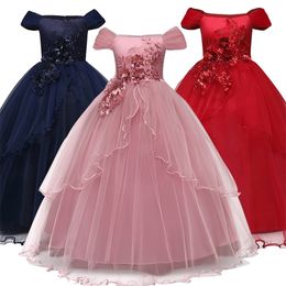 Children Wedding Dress Girls First Holy Communion Formal Long Gown Appliques Lace Princess Party Prom Dresses for 6-14yrs 220422