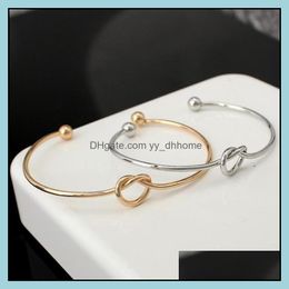 Link Chain Bracelets Jewelry New Arrival Designer 3 Colors Alloy Cuff Charm For Women Adjustable Open Knotted Bangle Bracel Dhbyu