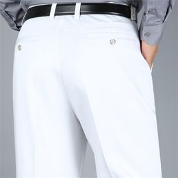 Autumn Winter thick men casual pants High waist loose trousers stretch High Quality cotton middle-aged men's straight Pants 201128