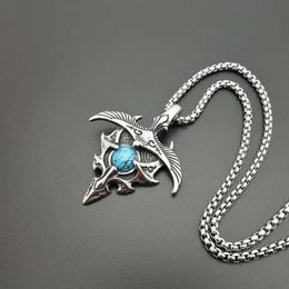 Pendant Necklaces Punk Retro Stainless Steel Turquoises Gesar Eagle Pendants For Men Rock Jewellery Drop