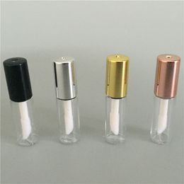 1.2ML Empty Transparent Plastic Lip Gloss Tubes Lip Tube Lipstick Mini Sample Cosmetic Container With Rose Gold Cap 4 Colors DH948