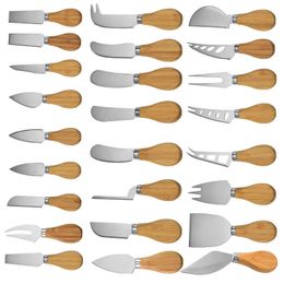 Stainless Steel Cutlery Butter Spatula Wood Butter Knife Cheese Dessert Jam Spreader Breakfast Tool 120pcs DAP461