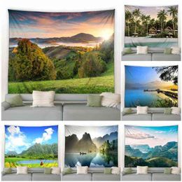 Tapestry Spring Rural Nature Landscape Wall Carpet Forest Mountain Tropical Pal