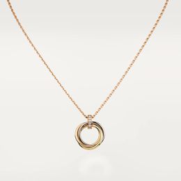 Klassisches Design, kubischer Zirkonia, Triple Trinity-Halsketten-Anhänger, Damen und Mädchen, 316L-Titanstahl, Hochzeit, Designer-Schmuck, Collares Collier, 18 Karat vergoldet