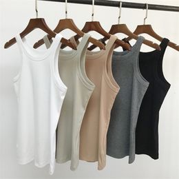 Women Sleeveless Tank Top lady Slim Stretch O-neck Vest Camis Casual Fashion Bottoming 220316