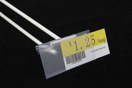 W60/80/100mmxH46mm/42mm PVC Plastic Price Tag Sign Label clip frame Display Holder In White Clear POP card holder Shelf Hook data strip