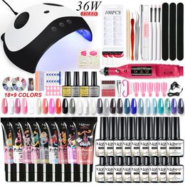 Nail Art Kits Set Polishes Kit Poly Acrylic Gel For Extension With 54W UV Lamp Drying Electric Drill Manicure