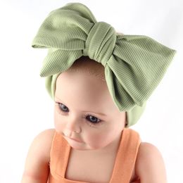 Large Bow Knitted Headband Hair Accessories Newborn Wide Warm Turban Headbands Baby Knot Bow Elastic Headwrap Bandeau Bebe Fille