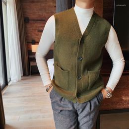 Men's Vests 2022 Sweater Vest Men Spring Oversize Cardigan Solid Simple All-match V-neck Couples Retro Khaki Soft Plus Size S-3XL Guin22
