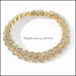 Link Chain Bracelets Jewelry 1M Miami Cuban Link Bracelet Iced Out Fl Zircon Frozen Hip Hop Fashion Punk Necklace Drop Delivery 2021 Fzl8R