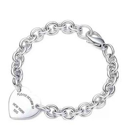 Bracelet For Women 925 Sterling Heart-shaped Pendant O-shaped Chain High Quality Luxury Brand Jewelry Girlfriend Gift Co G220510