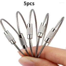 Keychains 5 Pcs Wire Ring For Outdoor Hiking Hanging Luggage Tag Key Stainless Steel Chain Parts Accessories Enek22