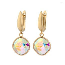 Dangle & Chandelier Light Yellow Gold Earrings Colourful Crystal Drop For Women Crystals Fashion Wedding Jewellery GiftDangle Farl22