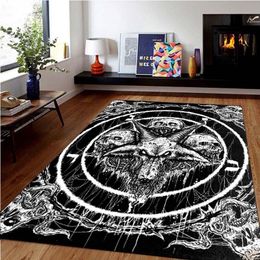 Carpets Halloween Decoration Satan Rug For Living Room Large Carpet Demon Area Black Mat Hell Lucifer CarpetCarpets