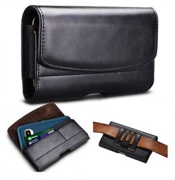 Holster Horizontal universal Leather Cases for iphone 14 13 12 pro max Samsung S22 S21 NOTE 20 P50 Clip Belt Business Men Pouch card Cover