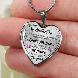 Pendant Necklaces To My Mom Rose Flower Butterfly Necklace Heart For Women Jewelry Mother's Day Gifts Mother FamilyPendant