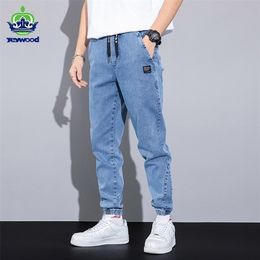 Spring Summer Blue Cargo Jeans Men Streetwear Denim Jogger Pants Baggy Harem Jean Trousers Male Oversize Large size4 5 6 7XL 8XL 220328