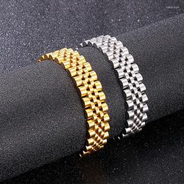 Link Chain Luxury Gold Colour Watch Strap Bracelet Men 316L Stainless Steel Mens Bracelets Jewellery Accessories Drop Inte22