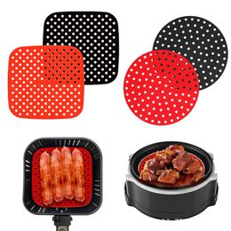 Silicone Mat Air Fryer Accessories Baking Mat Tray Fried Pizza Chicken Basket Pad Pot Round Replacemen Grill Pan