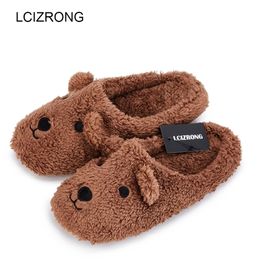 LCIZRONG Women Brown Bear Plush Home Slippers Nonslip Large Size Family Animal Slipper Woman Indoor Shoes House Slippers Y200106