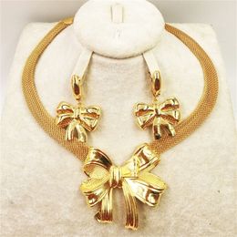 Dubai gold necklace earrings collection fashion Nigeria wedding African pearl jewelry collection Italian women's jewelry set 201222