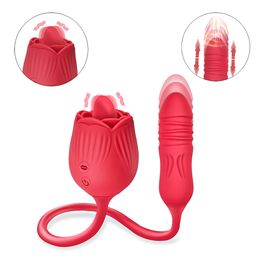Tongue Licking Roses Vibrator for Women Telescopic Jumping Egg sexyy Toys Clitoris G-Spot Massage 2 In 1 sexy Shop Couples