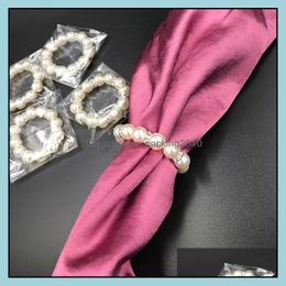100Pcs/Lot White Pearls Napkin Rings Wedding Buckle For Reception Party Table Decorations Supplies I121 Drop Delivery 2021 Decoration Acce