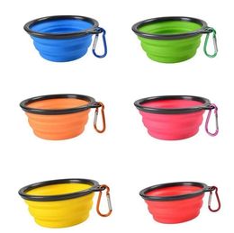 1000ml Travel Collapsible Pet Dog Bowl Feeders Folding Silicone For Dogs Outdoor Water Food Feeding Foldable Cup Dish SN6492