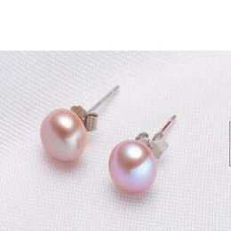 Sterling Silver Genuine Cultured Freshwater Pearl Ear Stud Earring 7-8mm