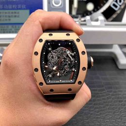 Mens Watch Richamill Date Luxury Mechanical Watch Business Leisure Rms055 Automatic Gold Case Tape Fashion Men Swiss Movement Wristwatches