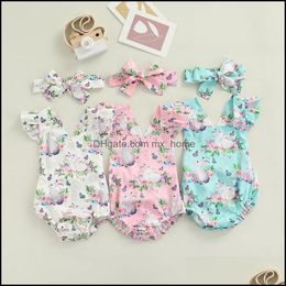 Rompers JumpsuitsRompers Baby Kids Clothing Baby Maternity Girls Flying Sleeve Rabbit Romper Onesies Infant To Dhjab