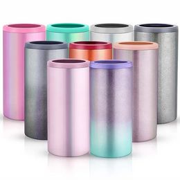 Can Cooler Standard for Beer Soda Coke | Stainless Steel 12oz Beverage Sleeve Double Wall Vacuum Insulated Drink Holder F0513