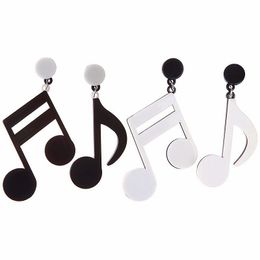 Dangle & Chandelier Personality Cool Asymmetric Musical Notes Drop Earrings Black Lovely Acrylic Long Women Accessories Jewelry BijouxDangle