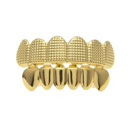 Men's Top & Bottom Teeth grillz set Gold Silver Bump lattice False Dental Grills For women Hiphop Rapper Body Jewelry accessories