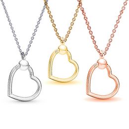 Pendant Necklaces Heart & Round Silver Color 45cm Necklace DIY Charm Key Chain Gift WholesalePendant