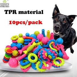 10PCS Randomly Puppy Pet Toys For Small Dogs Rubber Resistance To Bite Dog Toy Teeth Cleaning Chew Training Supplies 220423