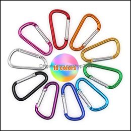 Key Rings Jewelry D-Shaped Carabiner Aluminum Clip Hook For Cam Hiking Colorf Outdoor Carabiners Hooks Keychains Holde Dhraj