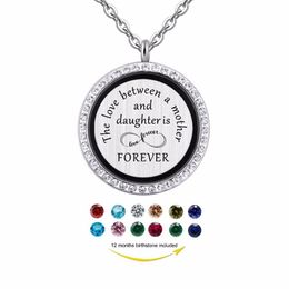 Pendant Necklaces The Love Between A Mom And Daughter Is Forever 30mm Magnetic Floating Locket Gift Birthstones Charm Necklace JewelryPendan